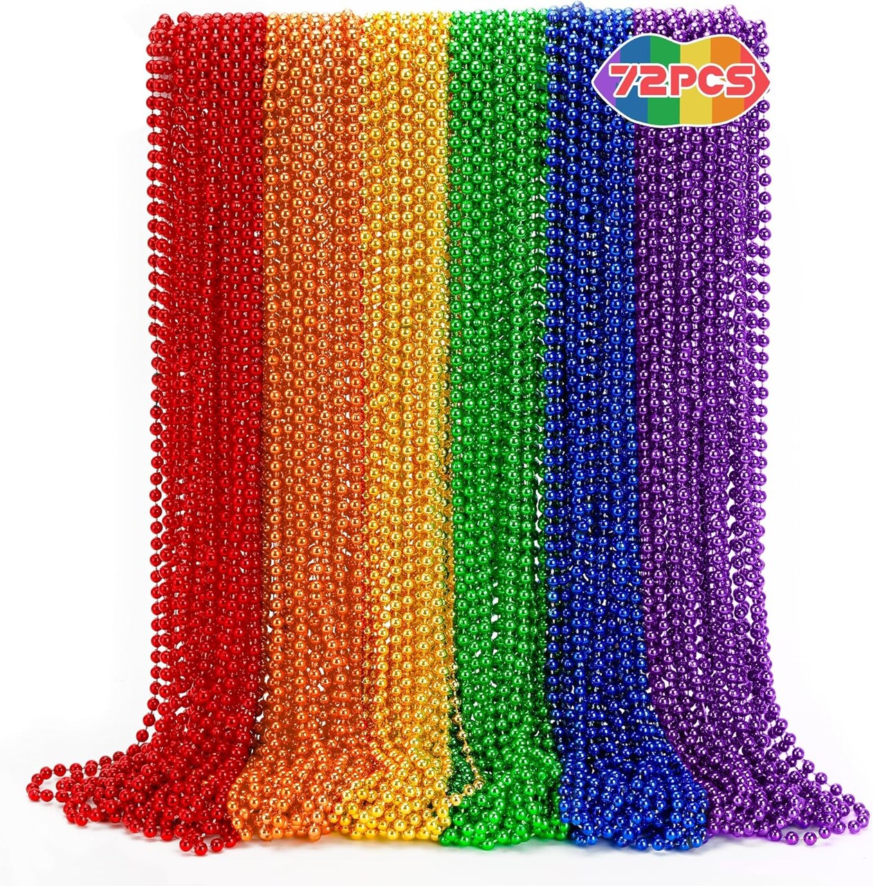 12PCS Pride Accessories, Pride LGBTQ Beads Necklace Stuff, Metallic 6 Kinds of Rainbow Necklace Bulk, Gay Lesbian LGBT Costumes Decorations for Pride Month Parade Throws Party Favors